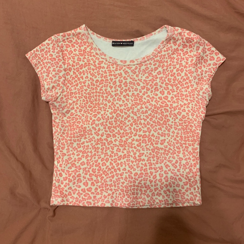 Brandy Melville Pink Leopard Crop Top